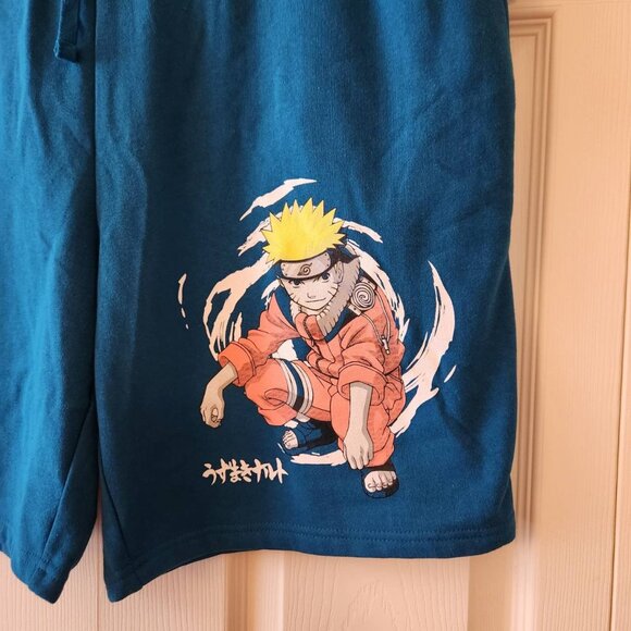 Men's Naruto Anime Blue Shorts L (36-38) Elastic Waistband & Drawstring - Picture 2 of 9